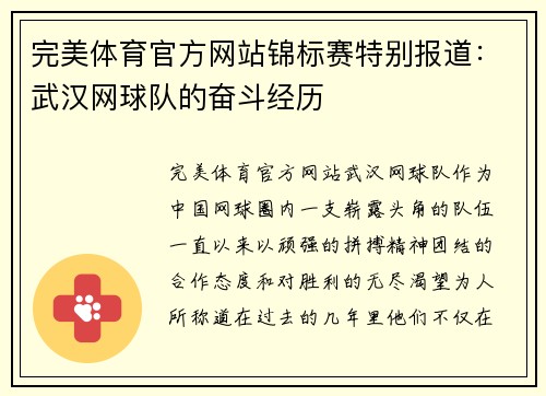 完美体育官方网站锦标赛特别报道：武汉网球队的奋斗经历